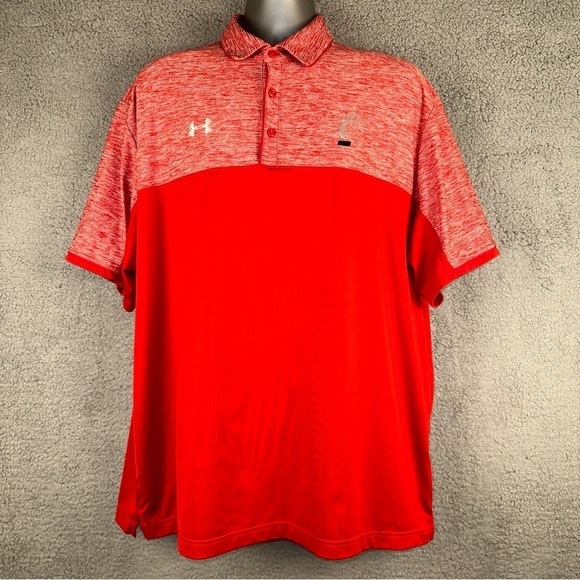 Under‎ Armour Shirt Men's XL Red Cincinnati Bearcats Loose HeatGear Polo - Picture 1 of 11